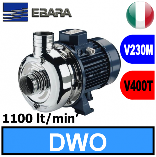 Ebara DWO Open impeller electric pumps in AISI 304 stainless steel