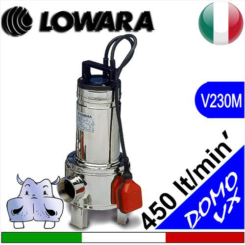 Lowara - DOMOVX Submersible pump for wastewater - vortex impeller, electric float switch