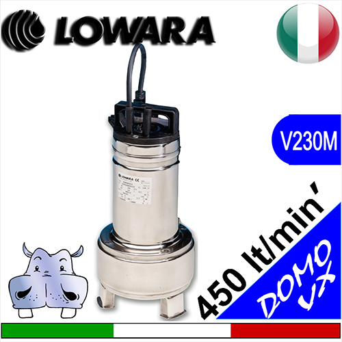 Lowara DOMOVX SG submersible pump for sewage without float switch, vortex impeller