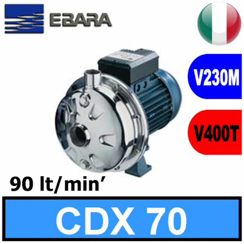 Ebara CDX 70 Horizontal single-impeller electric pump in stainless steel 