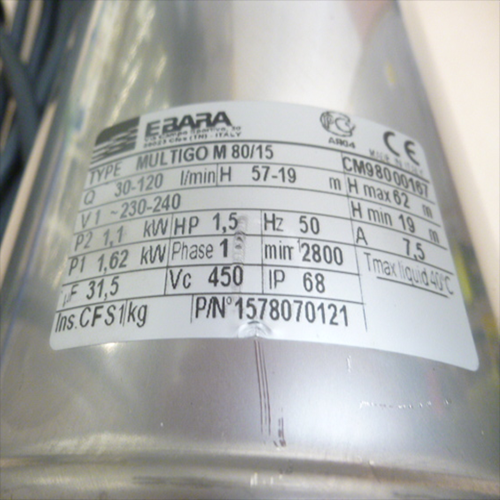 Ebara MULTIGO 80 AISI 304 vertical multistage centrifugal electric pump 4