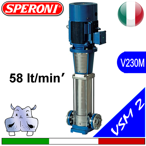 Speroni VS 2 vertical, silent running, multistage, centrifugal pumps - Single-phase power supply