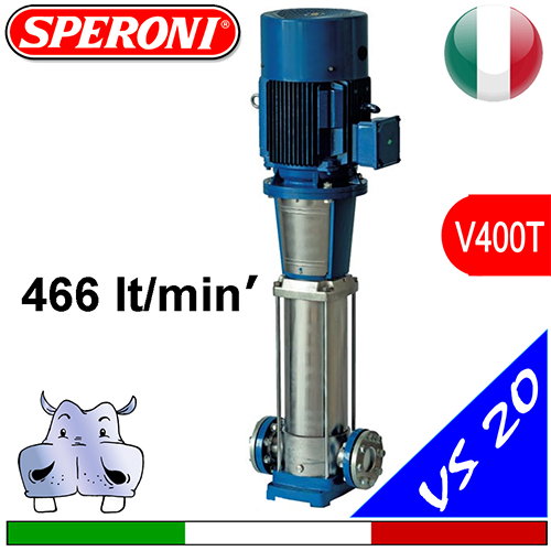 Speroni VS 20 vertical, silent running, multistage, centrifugal pumps - three-phase power supply
