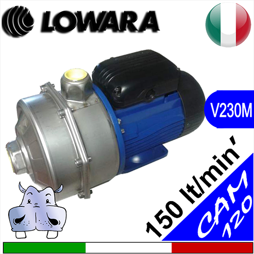 Lowara CAM120-33 CAM120-45 CAM120-55 twin-impeller surface pumps in stainless steel 