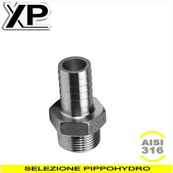Raccordo Dritto maschio in acciaio inox con portagomma