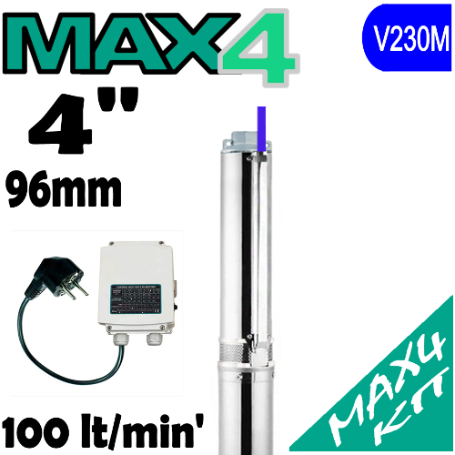 X-POWER MAX4 submersible pump with starter panel - 20m el.cable