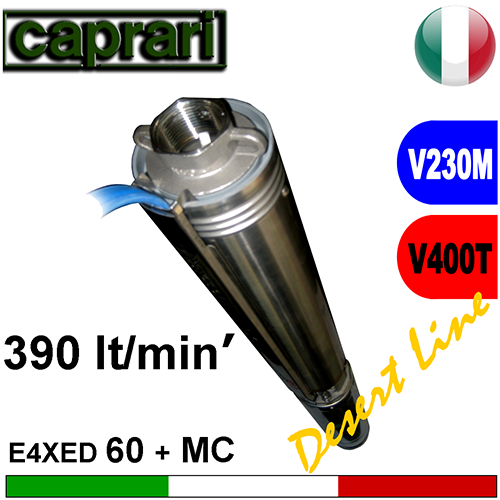 Caprari - Elettropompa sommersa completa E4XPD60+UNIMOTOR 230 Trifase - idonea per inverter MT 2