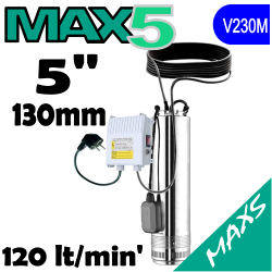 X-POWER - Pompe sommerse  MAX5 con galleggiante elettrico, quadro avviatore con condensatore e disgiuntore termico