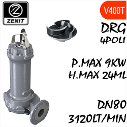 ZENIT - Sommersa  fognature serie Grey DRG mandata orizzontale DN80D 4 poli alimentazione trifase