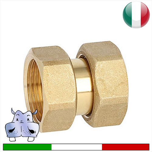 Raccordo dritto con girello FF in ottone giallo