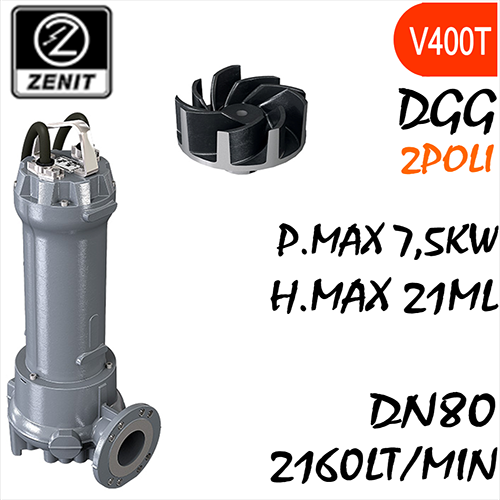 ZENIT - Sommersa  fognature serie Grey DGG mandata orizzontale DN80 alimentazione trifase