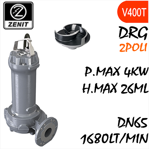 ZENIT - Sommersa  fognature serie Grey DRG mandata orizzontale DN65 alimentazione trifase