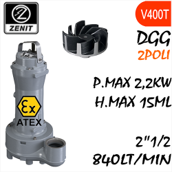 ZENIT - Sommersa  fognature serie Grey DGG mandata verticale filettata alimentazione trifase con certificazione Atex