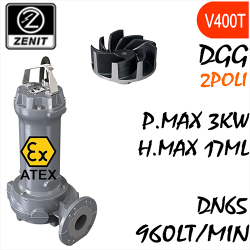 ZENIT - Sommersa  fognature serie Grey DGG mandata orizzontale DN65 alimentazione trifase con certificazione Atex