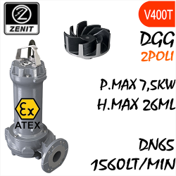 ZENIT - Sommersa  fognature serie Grey DGG mandata orizzontale DN65 alimentazione trifase con certificazione Atex