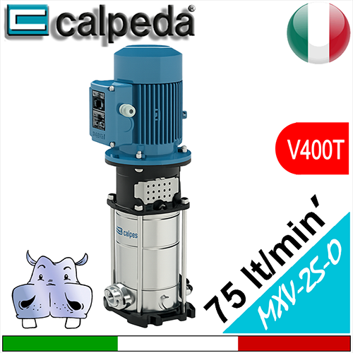 Calpeda Elettropompe multistadio verticali in-line MXV-T 25-3-O flangia ovale Alimentazione elettrica trifase 400Vac