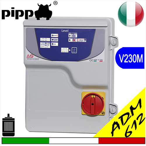 Quadro avviatore per elettropompa LEVEL V230M SA612 monofase completo di centrale per sonde di livello, protezione amperometrica
