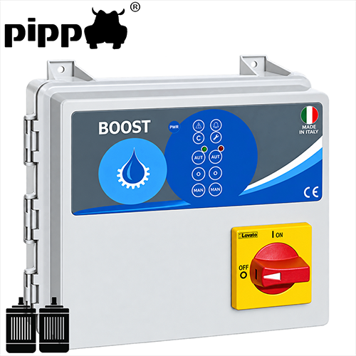 Quadro multiuso comando e protezione due elettropompe pompe sommerse BOOST V400T display interno