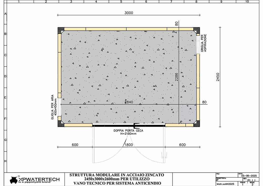 disegno tecnico vano tecnico antincendio
