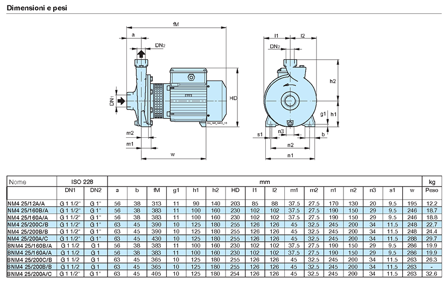 Calpeda NM 25/20 centrifugal pump  Calpeda NM 25/20 technical data  Calpeda NM 25/20 flow rate  Calpeda NM 25/20 head curve  Calpeda NM 25/20 specifications