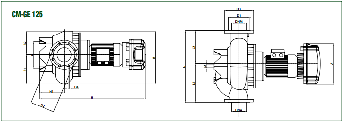 disegno tecnico pompe elettroniche in linea con inverter incorporato regolazione automatica dei giri mediante trasduttore di pressione