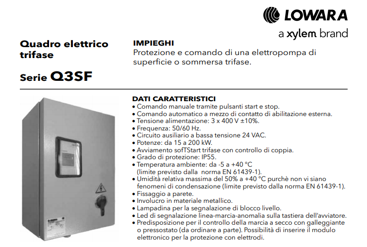 avviatore quadro per pompe sommerse lowara caprari pedrollo dab saer belardi x-power pippohydro aturia ksb