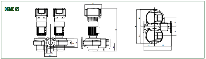 disegno tecnico pompe elettroniche in linea con inverter incorporato regolazione automatica dei giri mediante trasduttore di pressione