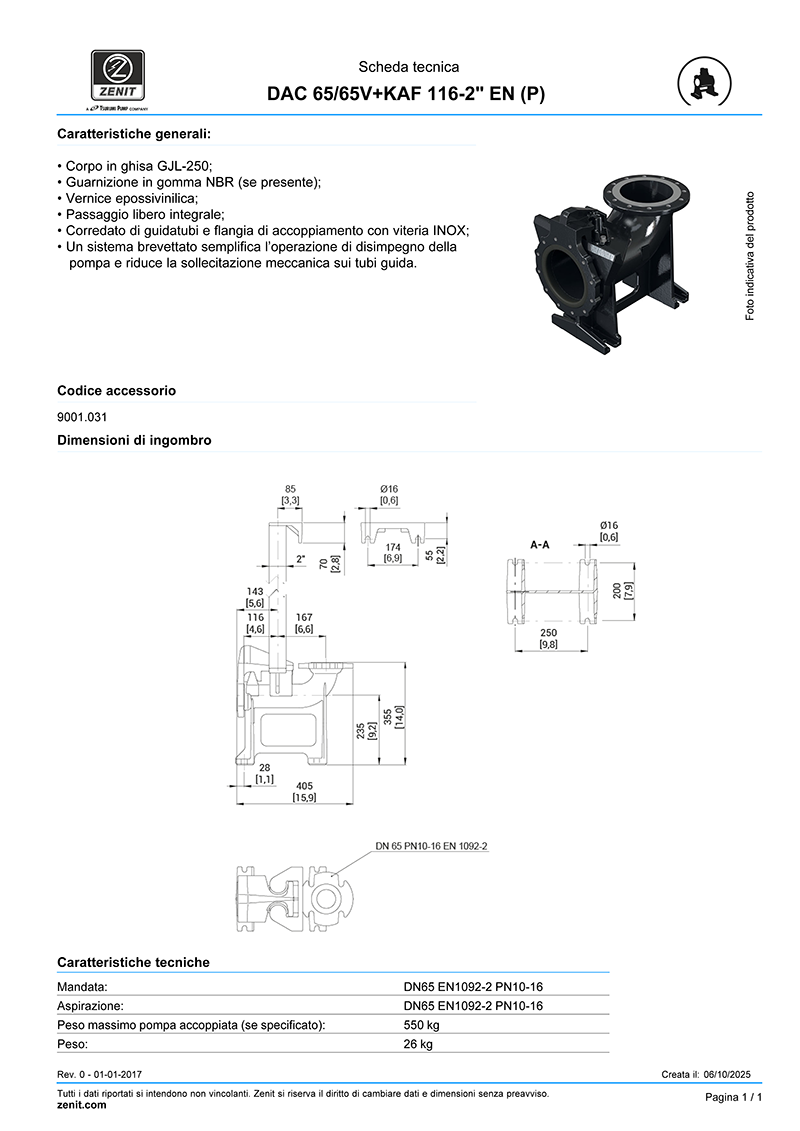 scheda tecnica piedi di accoppiamento dac v zenit