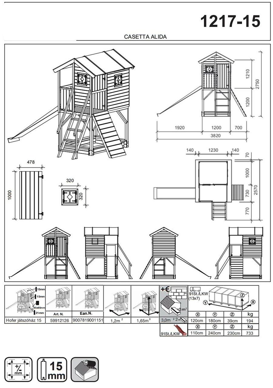 scheda tecnica casetta bimbi ALIDA