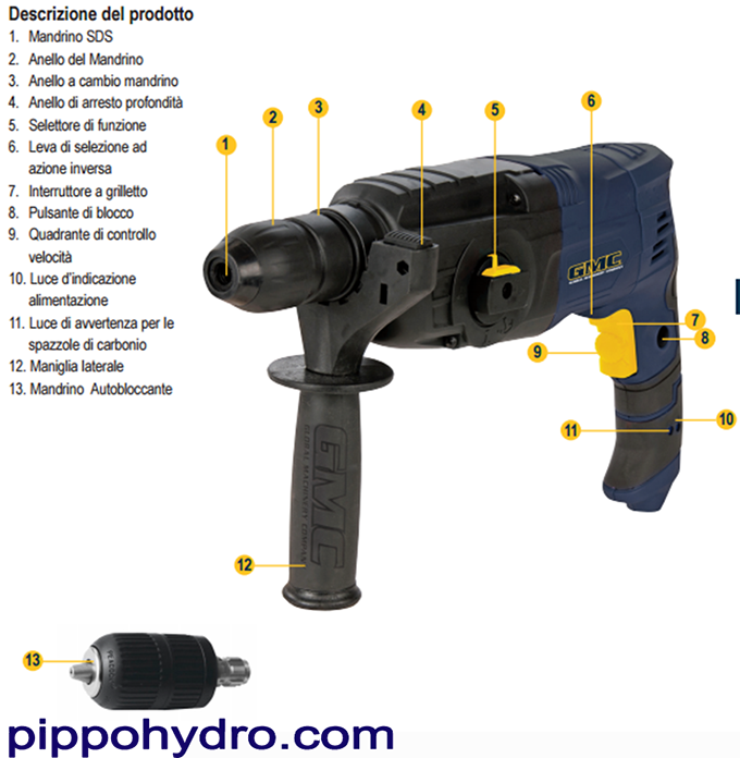 scheda tecnica confronta caratteristiche trapano tassellatore GMC